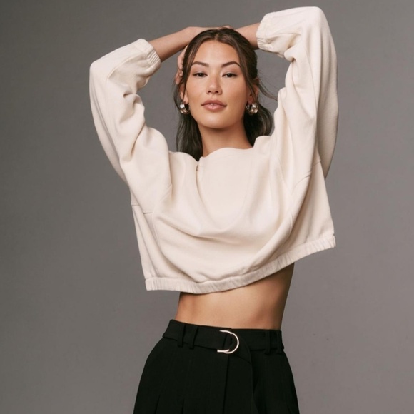Anthropologie by Anthropologie Boxy Cropped Pullover - Cream - XS - Picture 3 of 11